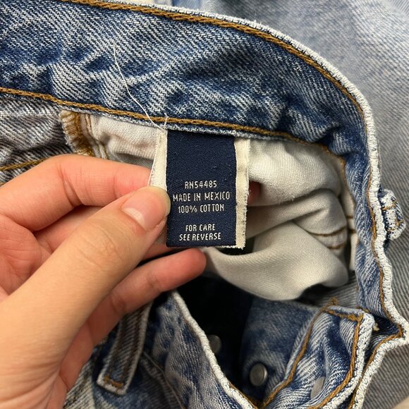 American Eagle Rigid Denim Blue Jeans Size 12 Long Light Wash Distressed Vintage - Picture 5 of 16